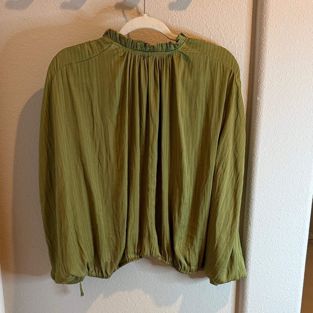 Anthropologie Olive Green Ruched Blouse - Picture 6 of 6